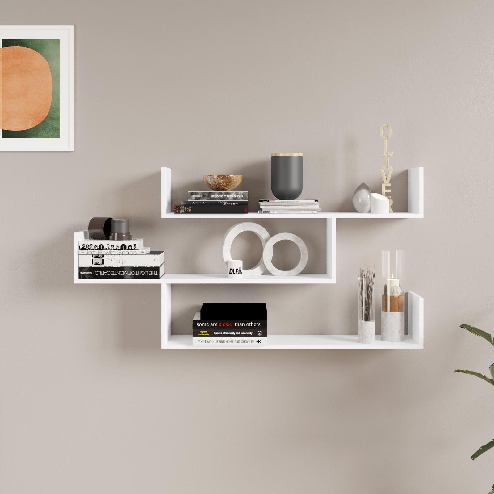 Mensola 120x18 cm in legno bianco - Tetris