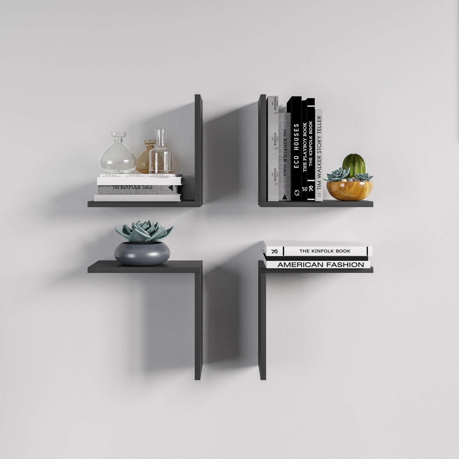 Mensola 30x16 cm in legno antracite - Tetris