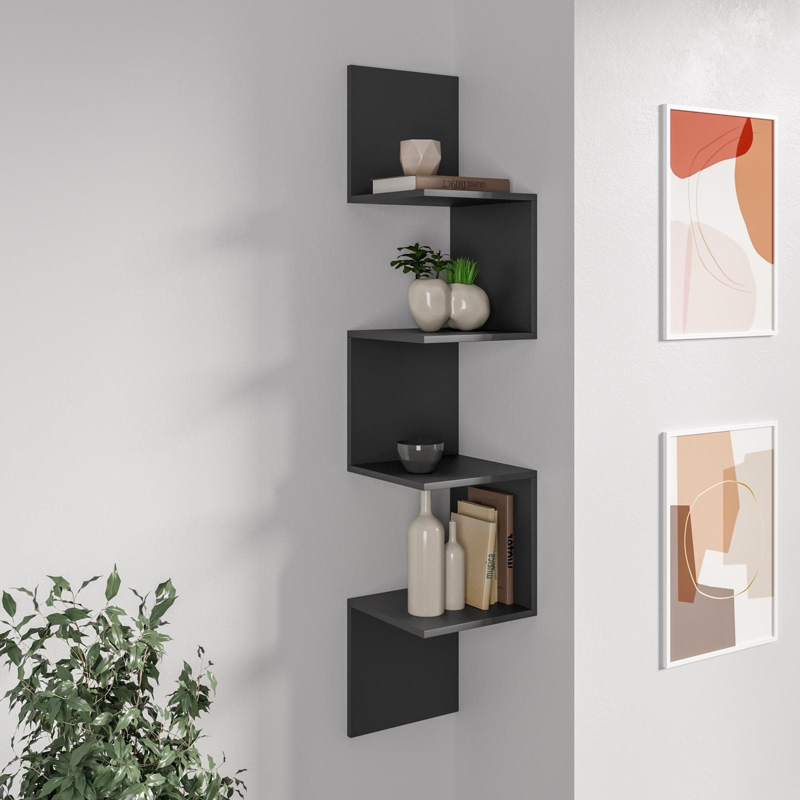 Mensola 30x30 cm in legno antracite - Tetris