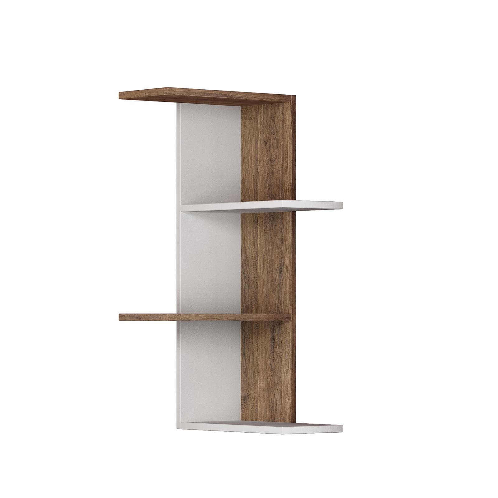 Mensola angolare 42x85h cm in legno bianco e rovere scuro - Kantiko