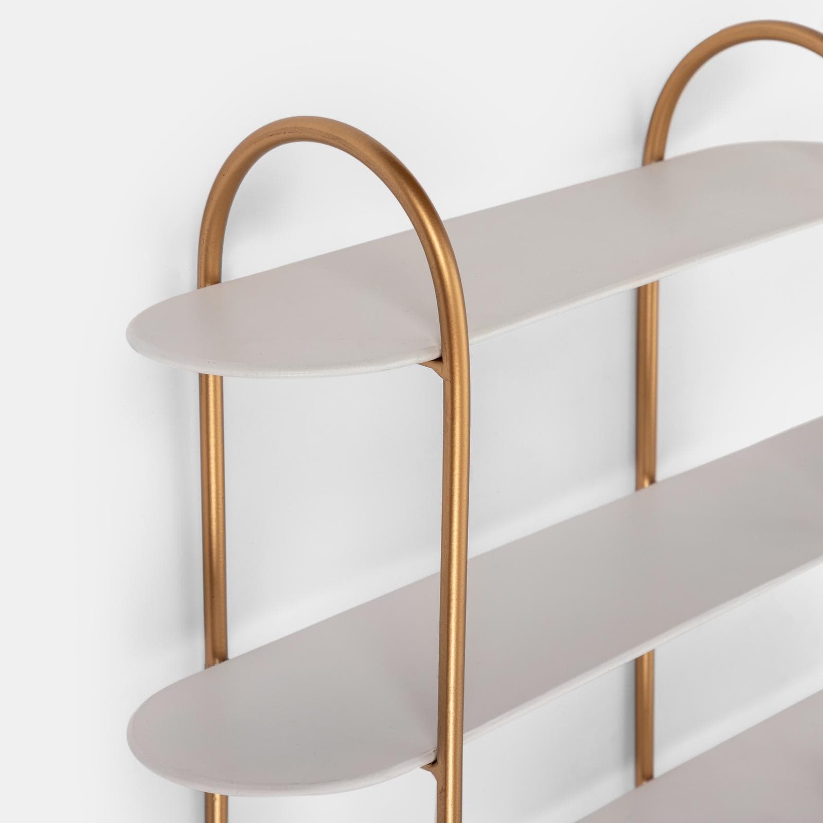Mensola 80x15 cm in metallo oro e bianco con 3 ripiani - Clavis