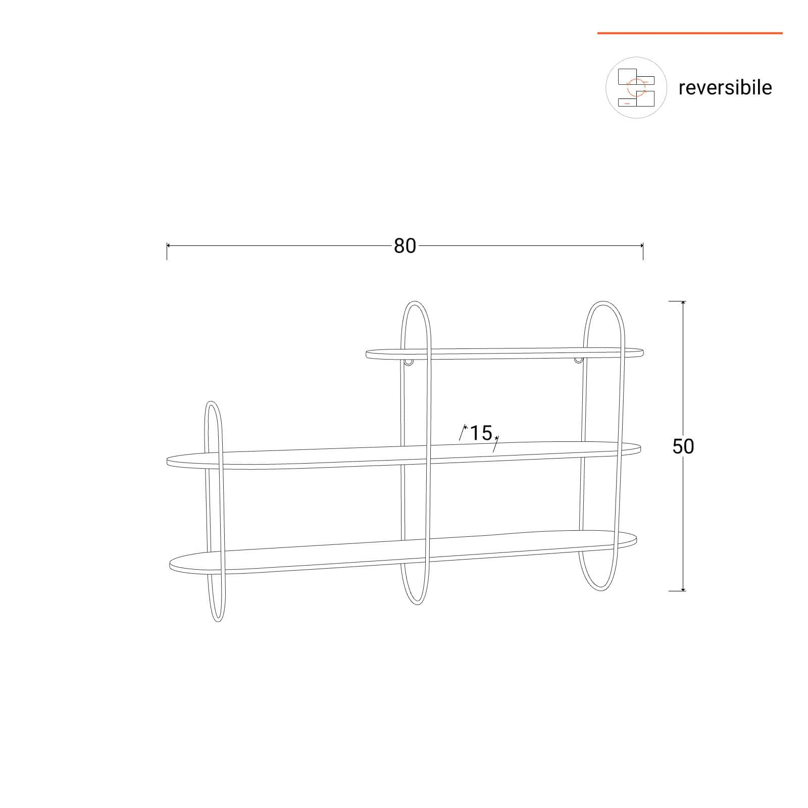Mensola 80x15 cm in metallo oro e bianco con 3 ripiani - Clavis