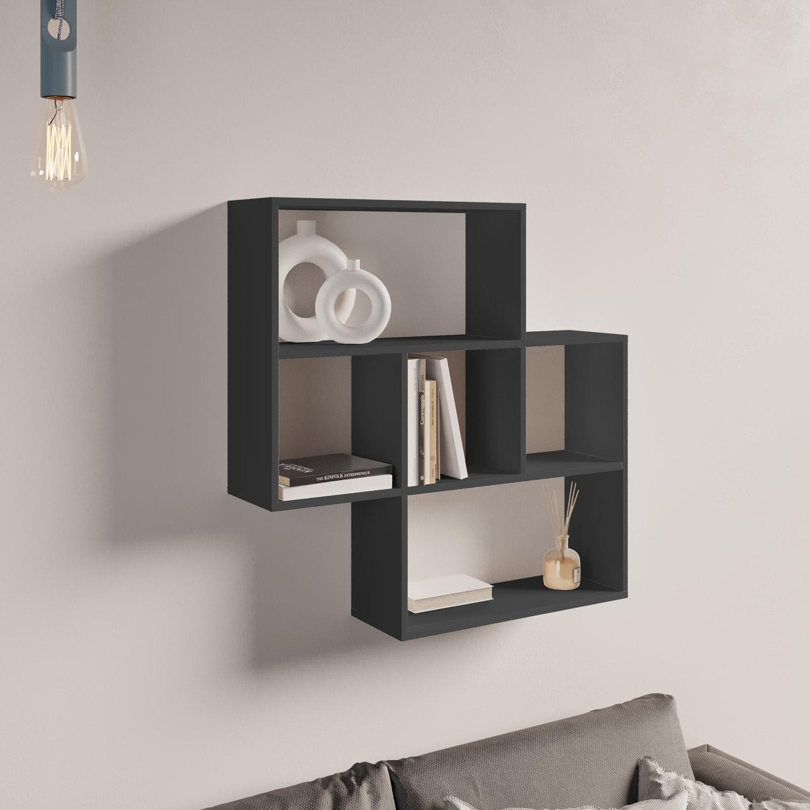 Mensola 85x20 cm in legno antracite - Kantiko