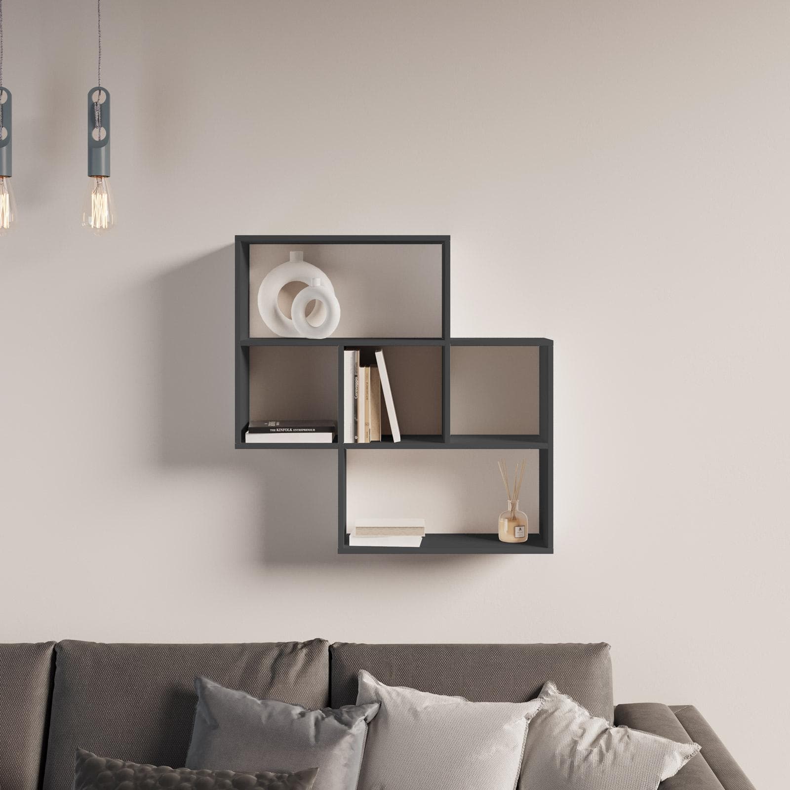 Mensola 85x20 cm in legno antracite - Kantiko