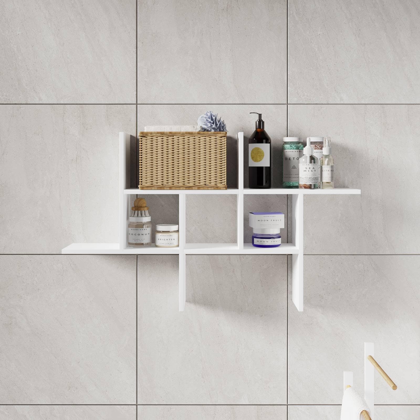 Mensola bagno 100x60 h cm in legno bianco - Tetris