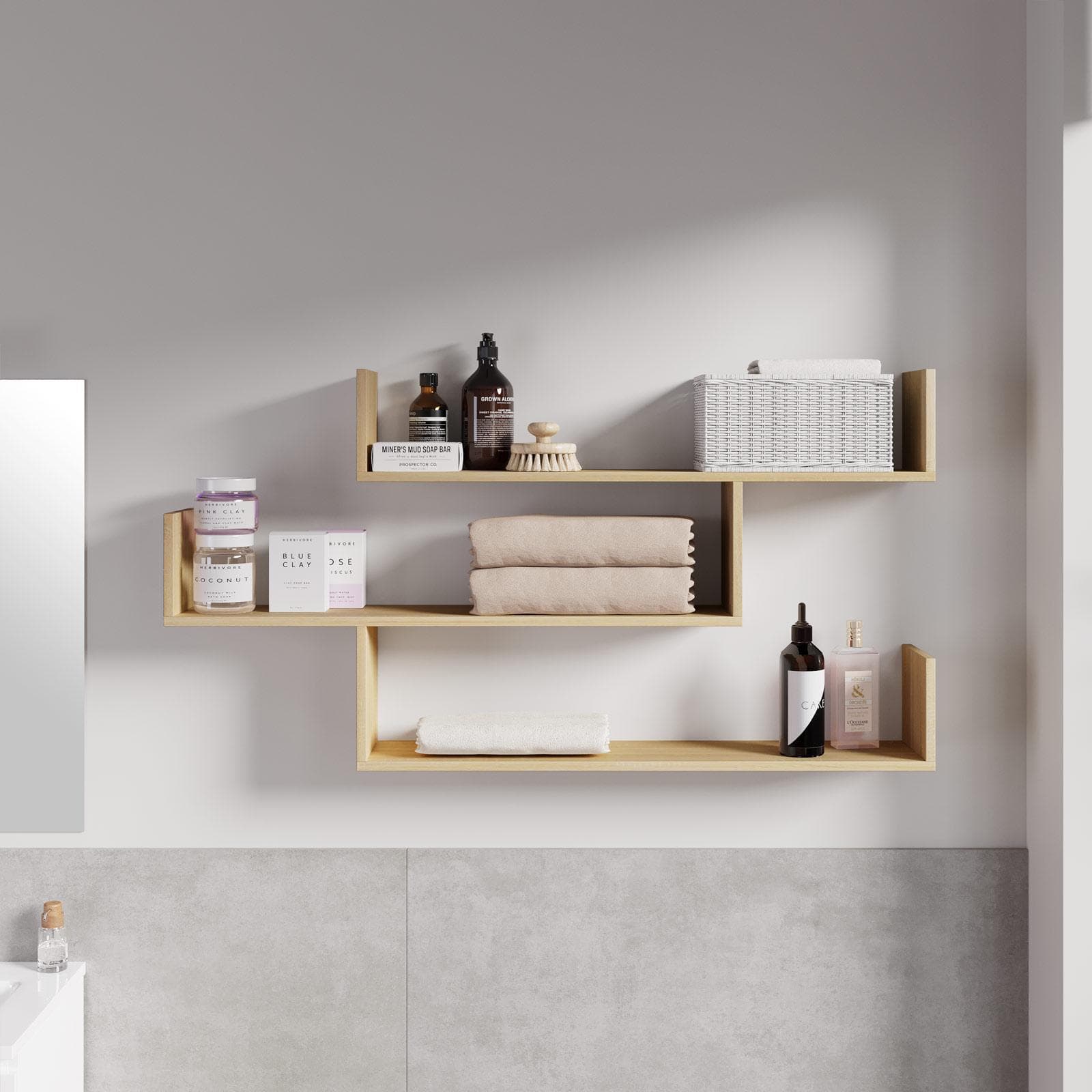 Mensola bagno 120x60 h cm in legno rovere - Tetris