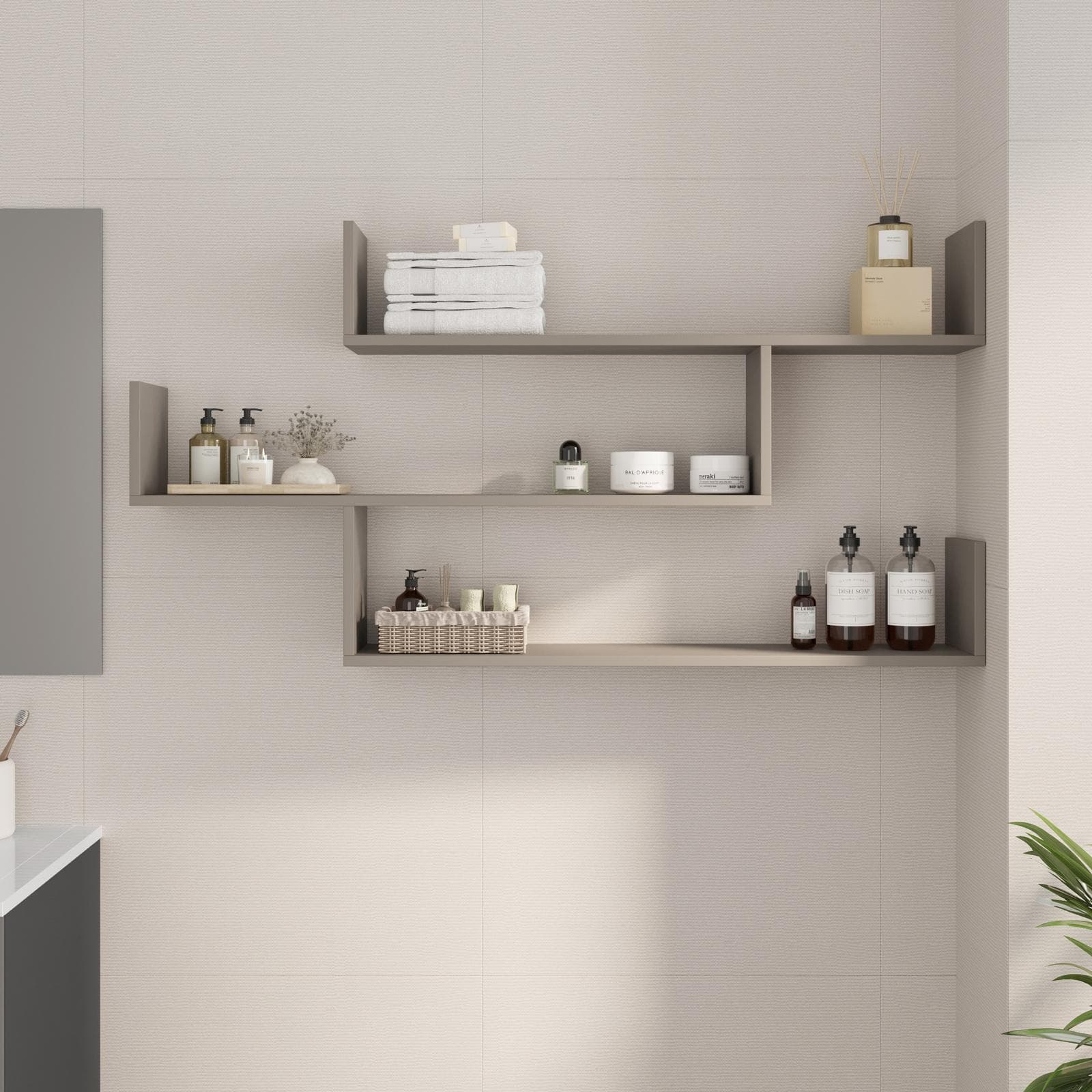 Mensola bagno 120x60 h cm in legno tortora - Tetris