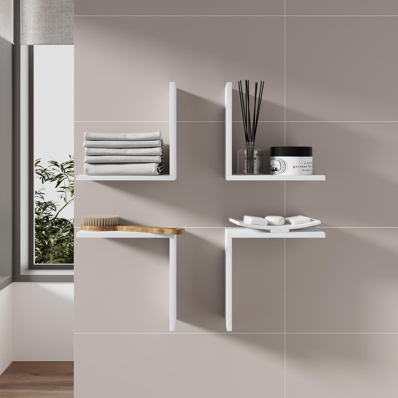 Mensola bagno 30x30 h cm in legno bianco - Tetris