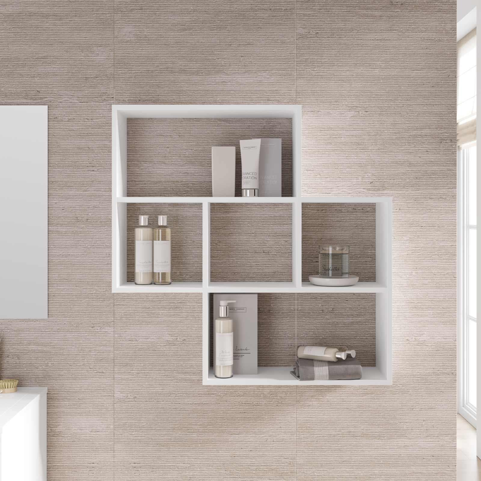 Mensola bagno 86x20 cm in legno bianco - Kantiko