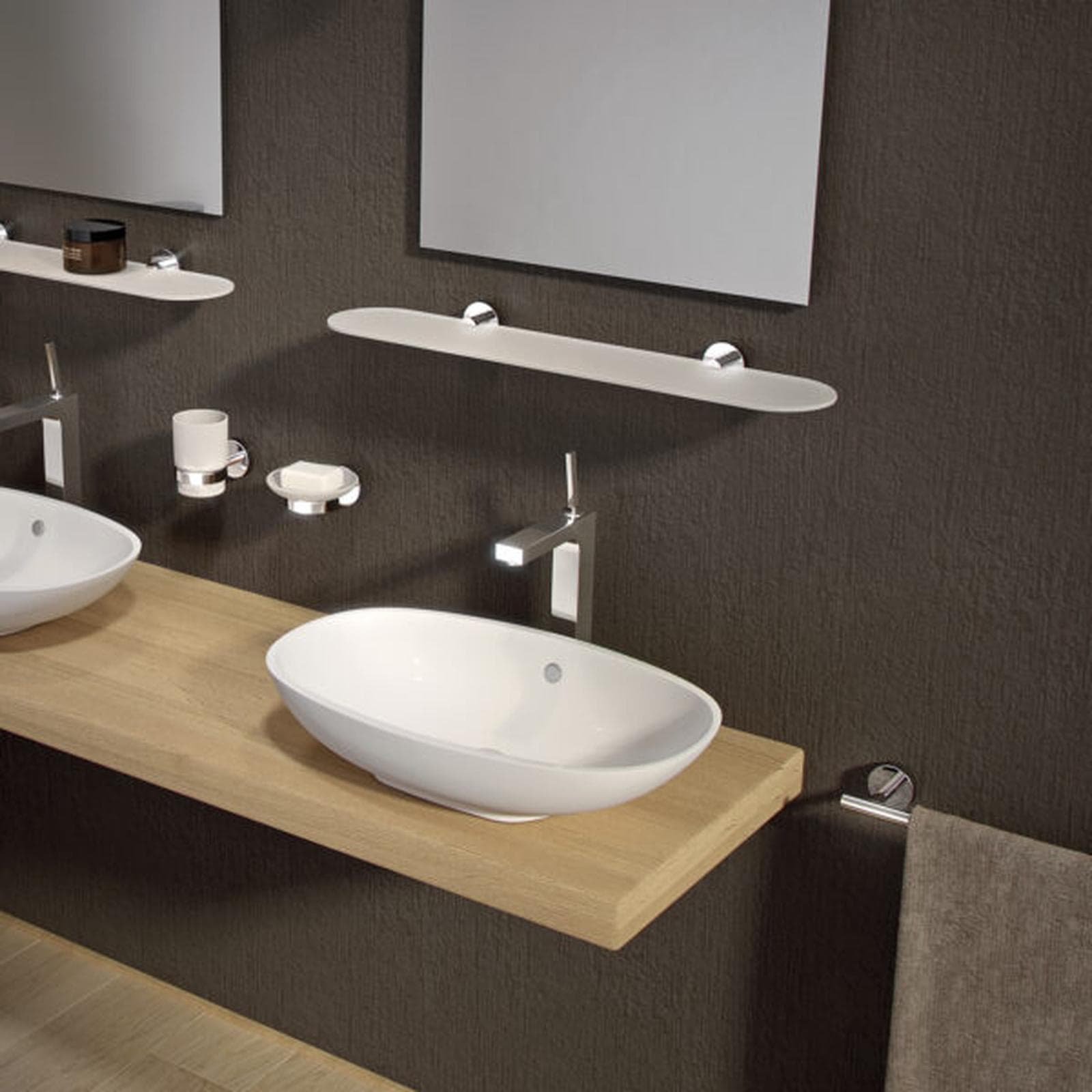 Mensola 60 cm in acciaio inox con piano in vetro satinato - Eros di Gedy