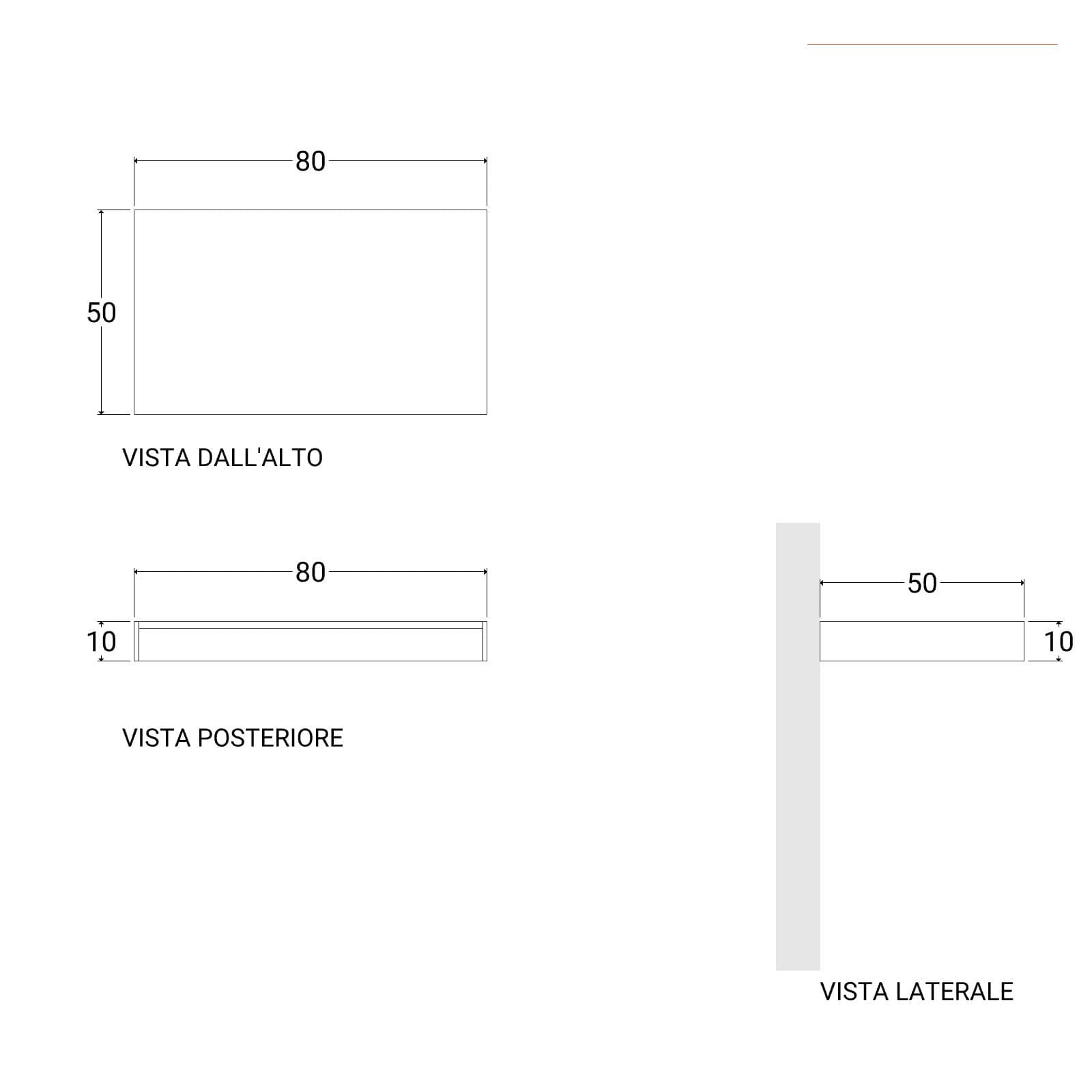 Mensolone bagno 10 h sospeso 80 cm in legno rovere gold - Plain
