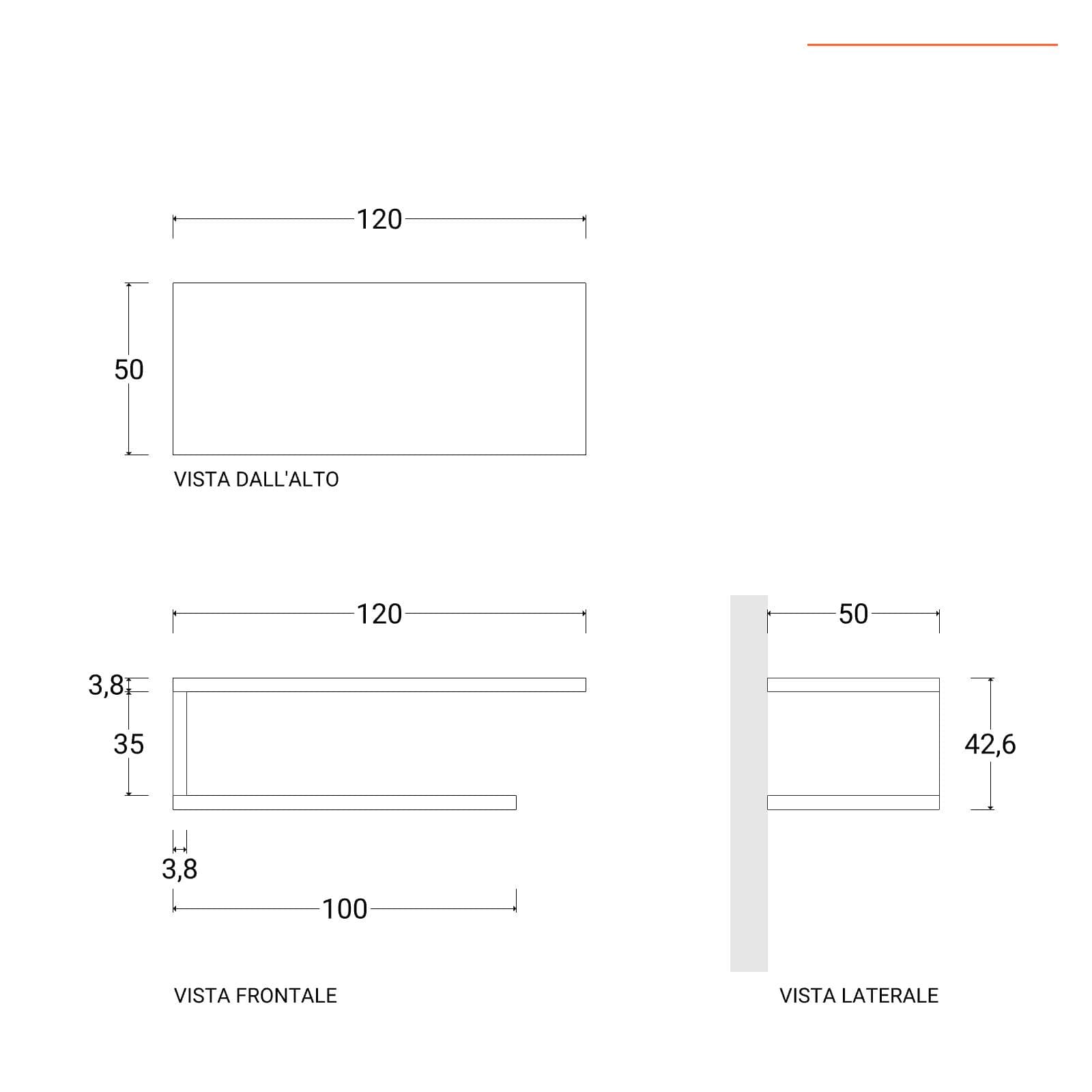Mensolone bagno 120 cm con ripiano in legno rovere gold e portasalviette bianco opaco - Plain