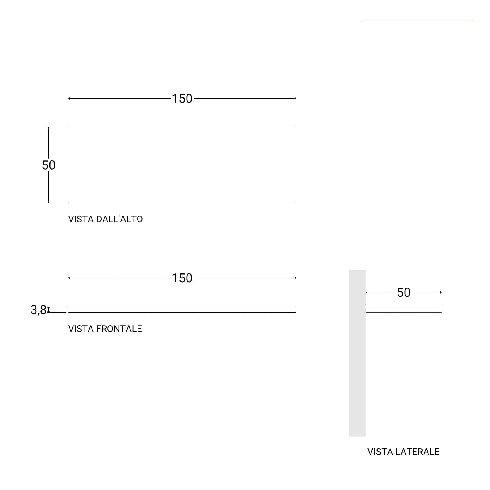 Mensolone bagno 150 cm con cassetto sospeso 50 cm in legno rovere gold - Plain