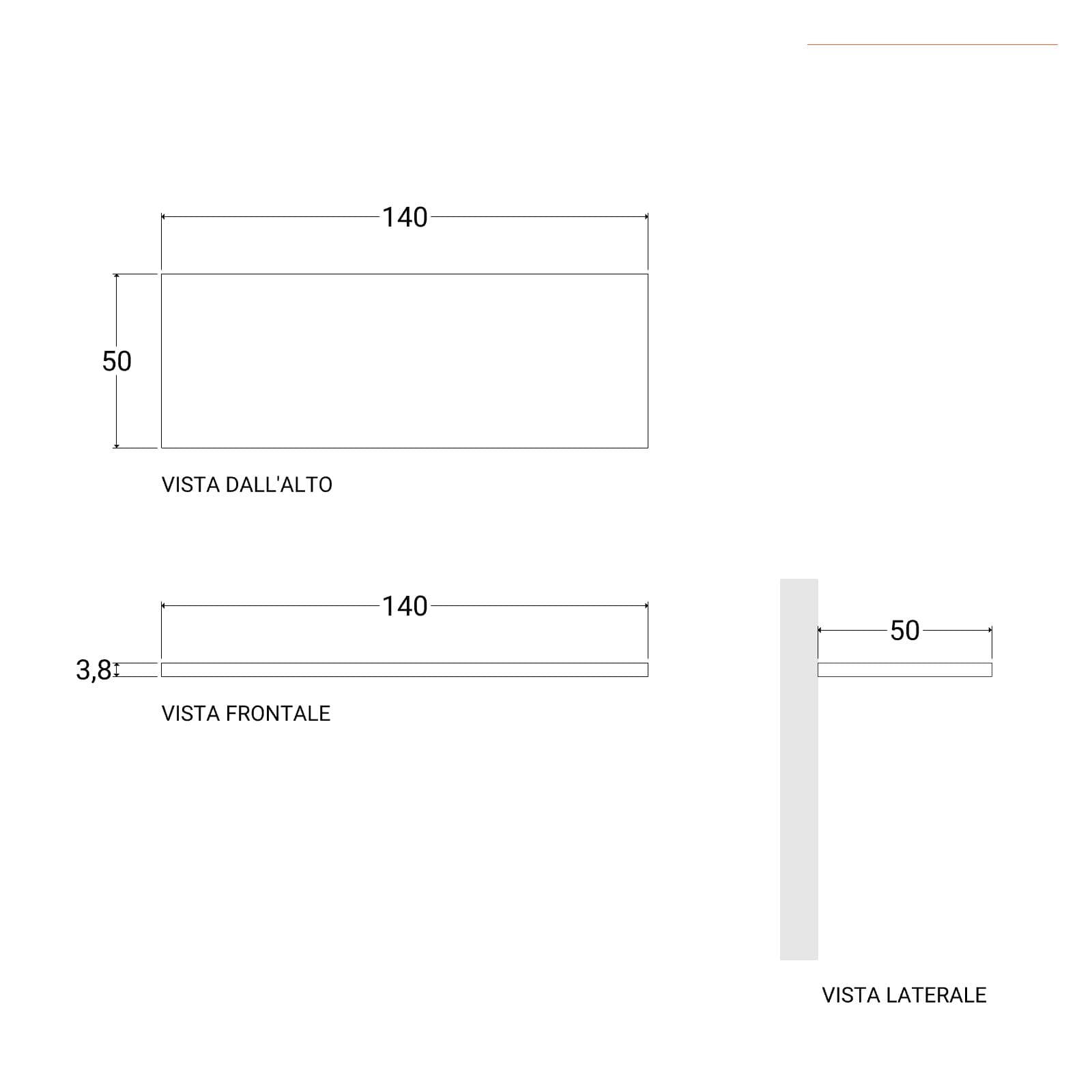 Mensolone bagno 3,8 h sospeso 140 cm in legno rovere grigio - Plain