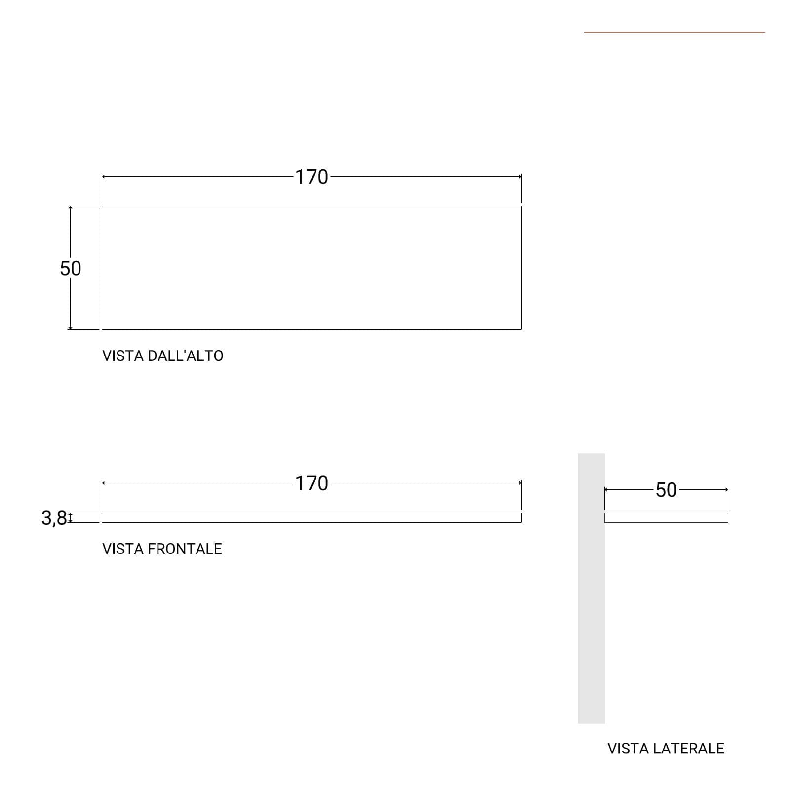 Mensolone bagno 3,8 h sospeso 170 cm in legno rovere grigio - Plain