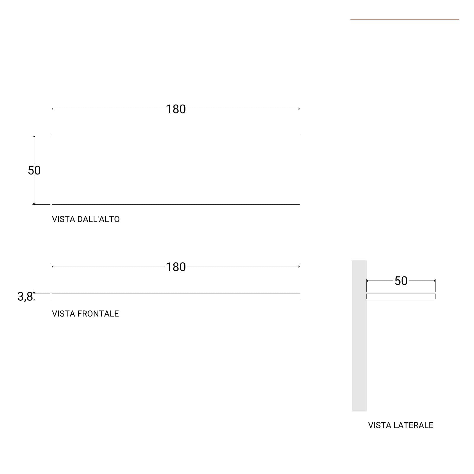 Mensolone bagno 3,8 h sospeso 180 cm in legno rovere grigio - Plain