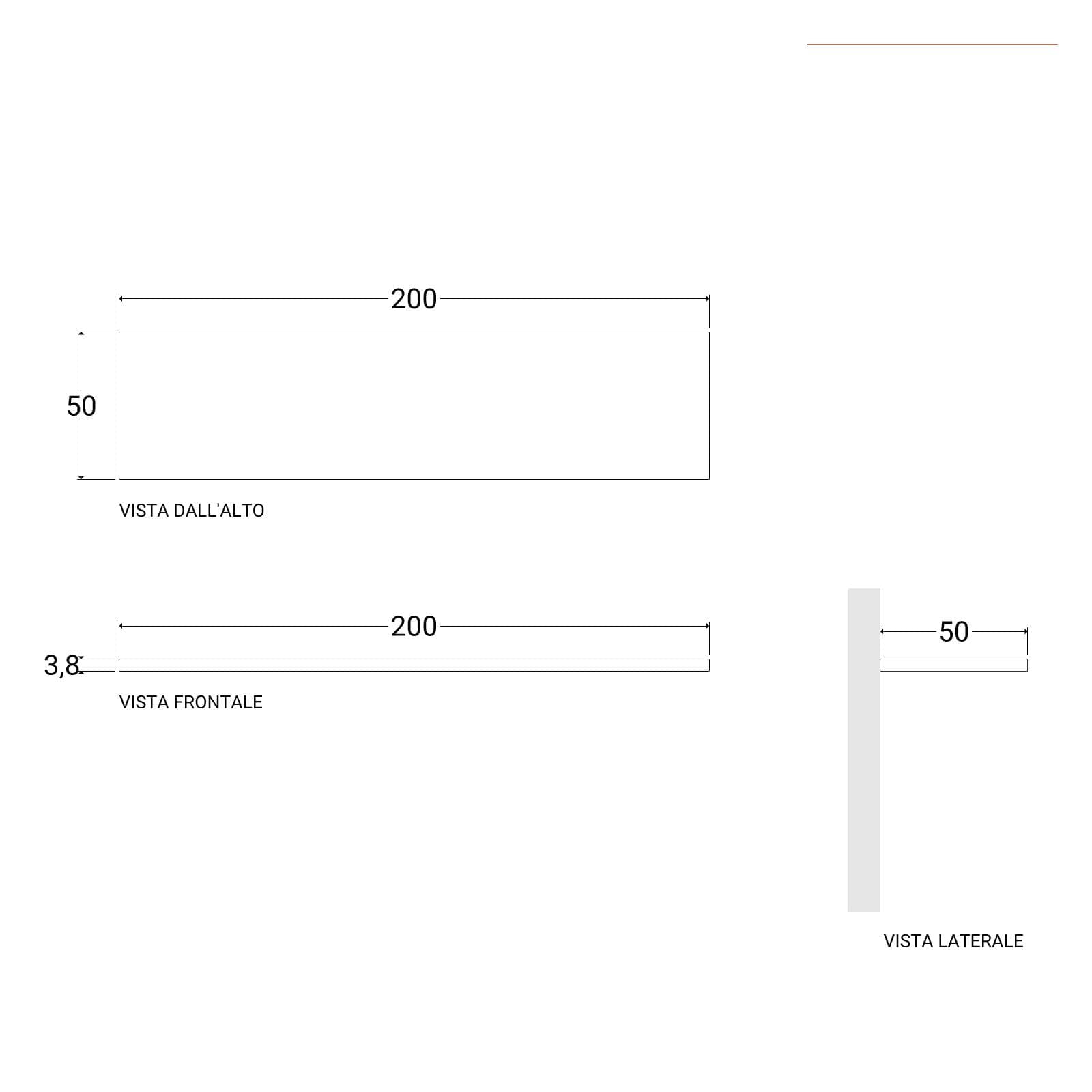 Mensolone bagno 3,8 h sospeso 200 cm in legno rovere bianco - Plain