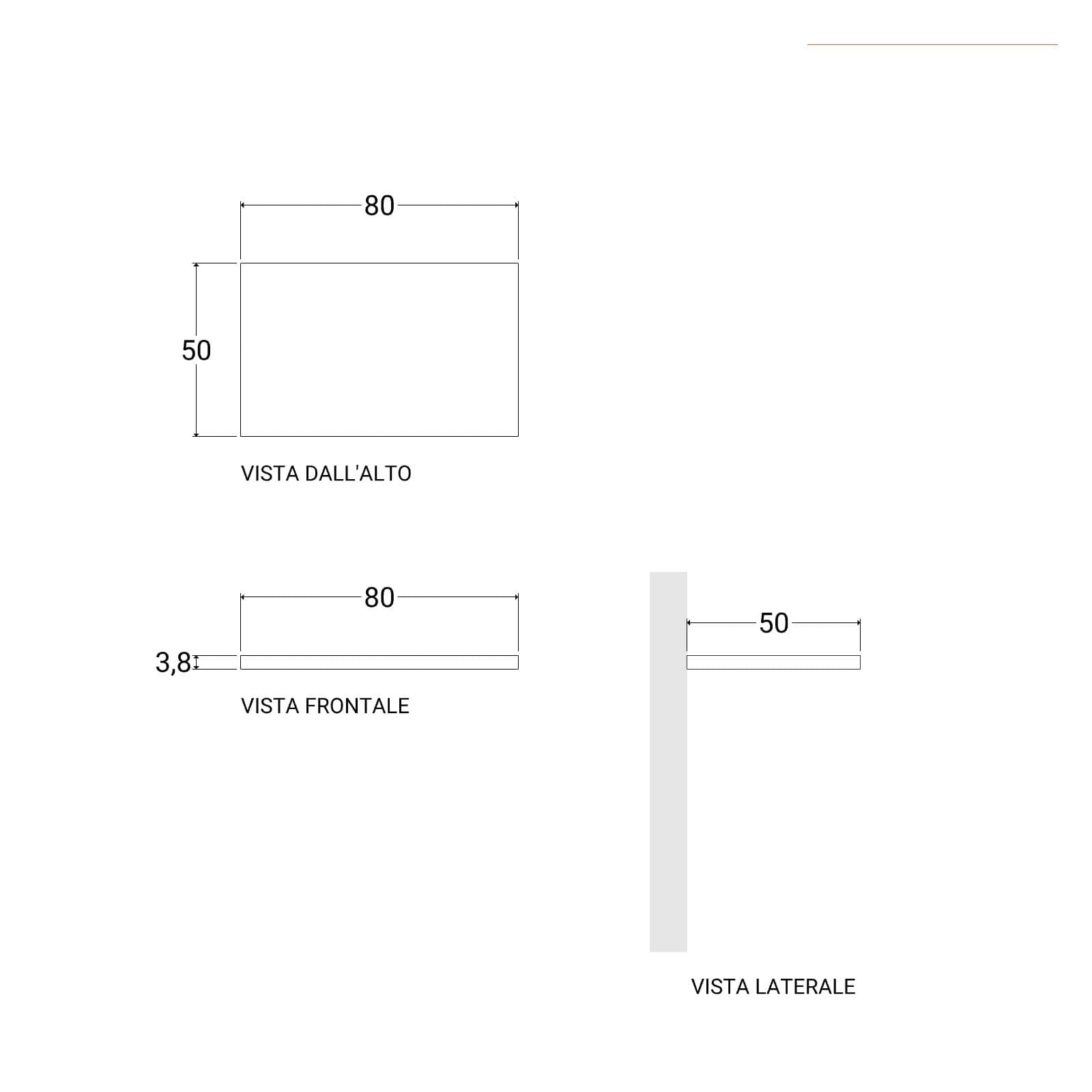 Mensolone bagno 80 cm con cassetto sospeso 50 cm in legno rovere deciso - Plain