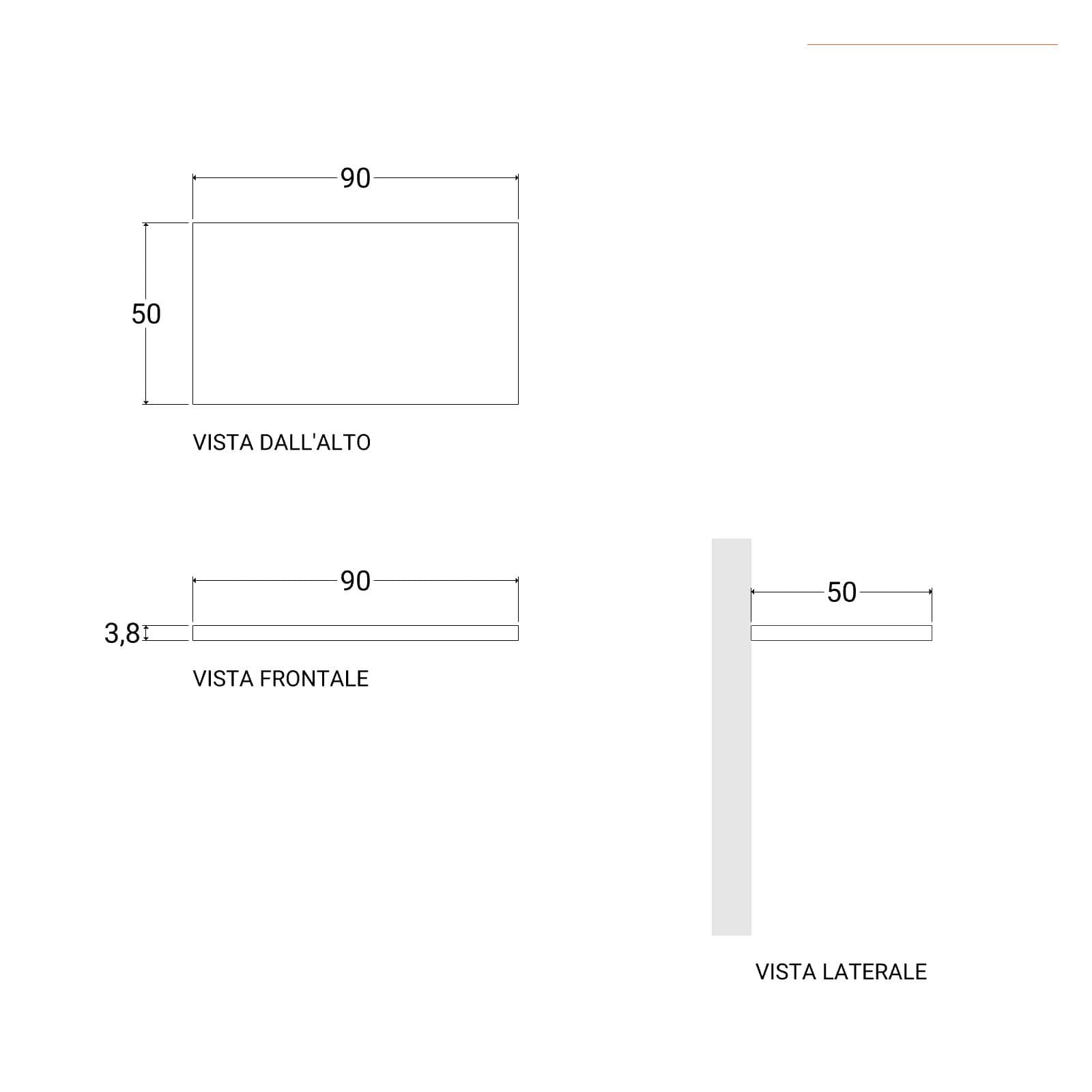 Mensolone bagno 90 cm con cassetto sospeso 50 cm in legno rovere deciso - Plain