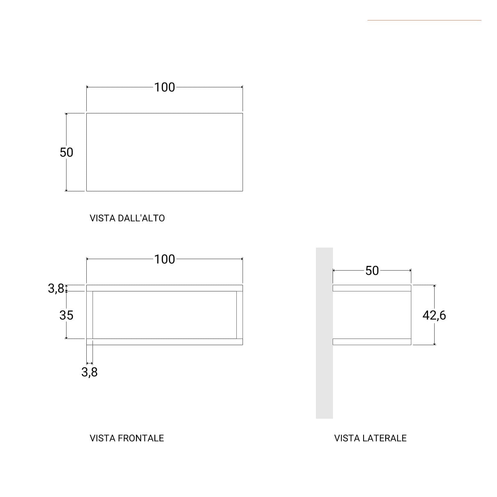 Mensolone bagno sospeso 100 cm con vano a giorno in legno rovere gold - Plain