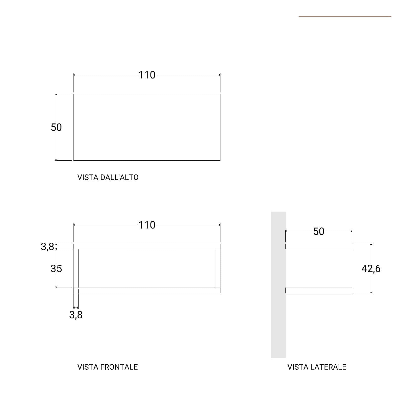 Mensolone bagno sospeso 110 cm con vano a giorno in legno rovere grigio - Plain