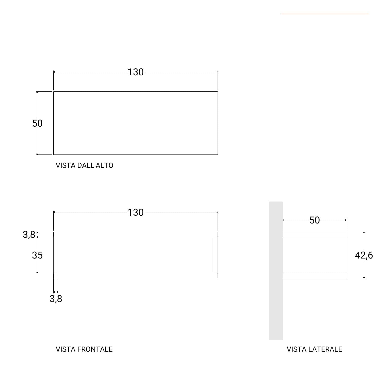 Mensolone bagno sospeso 130 cm con vano a giorno in legno rovere gold - Plain