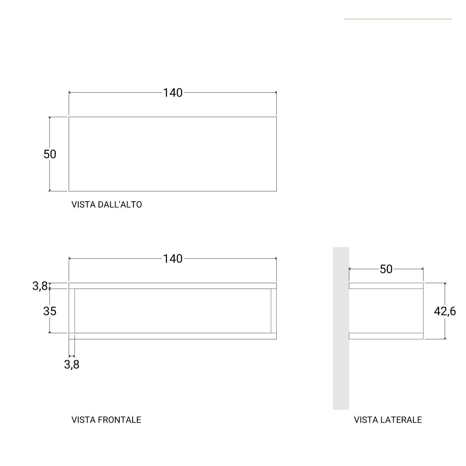 Mensolone bagno sospeso 140 cm con vano a giorno in legno rovere grigio - Plain