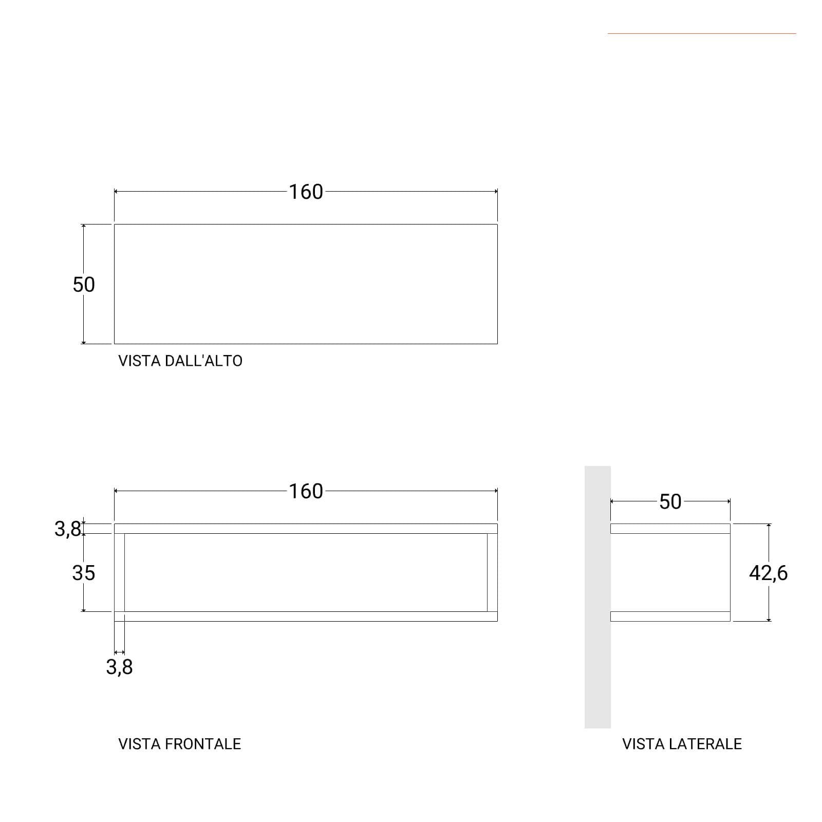 Mensolone bagno sospeso 160 cm con vano a giorno in legno rovere grigio - Plain