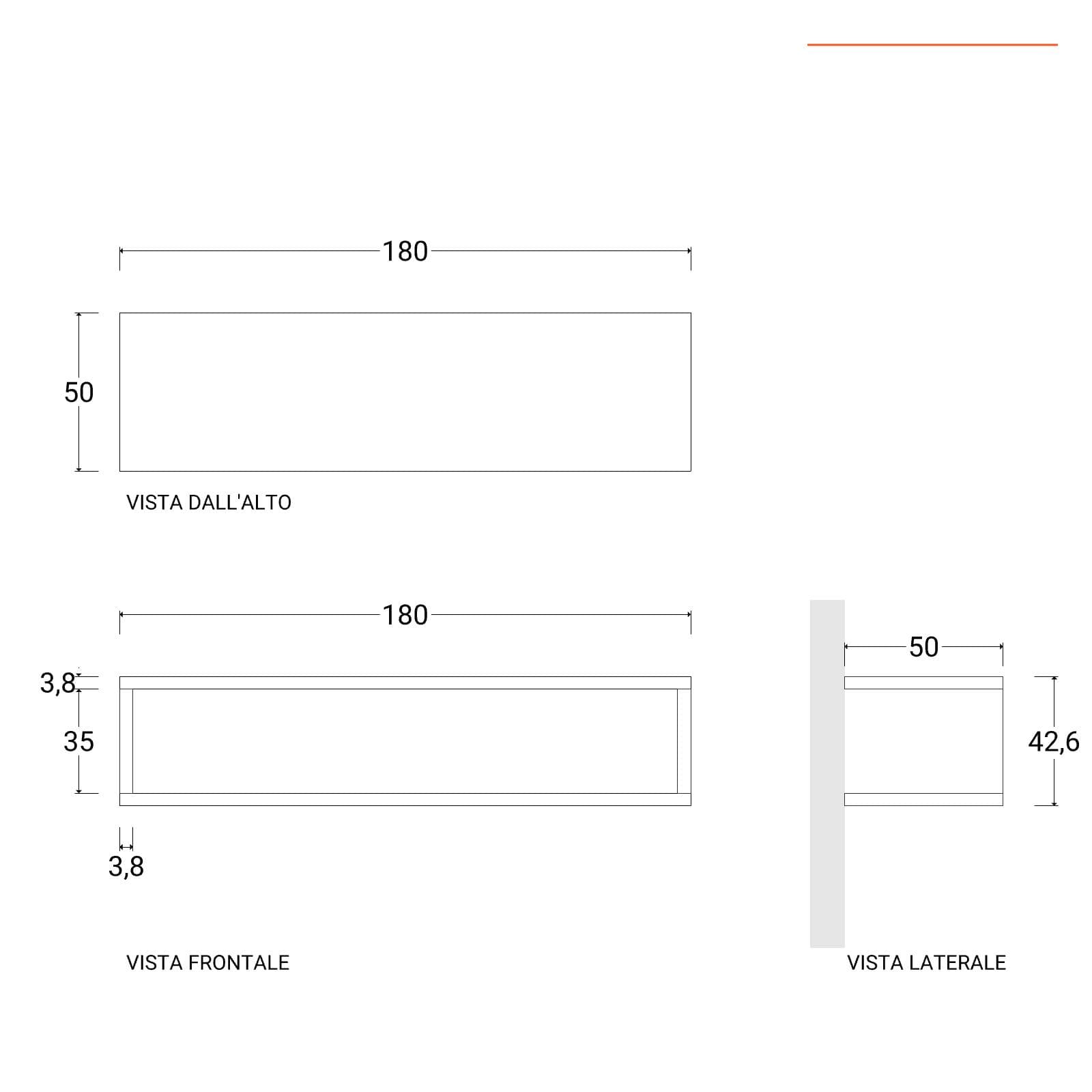 Mensolone bagno sospeso 180 cm con vano a giorno in legno argilla - Plain