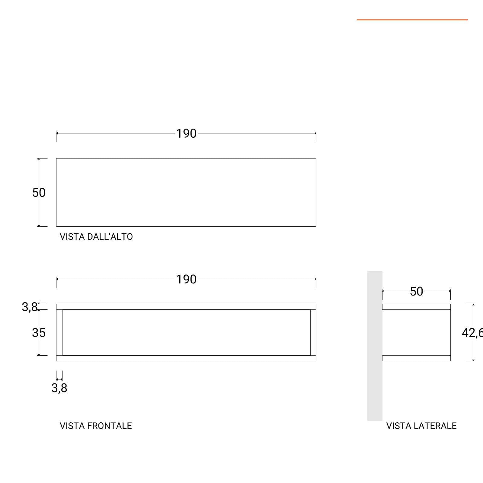 Mensolone bagno sospeso 190 cm con vano a giorno in legno grigio pietra opaco - Plain