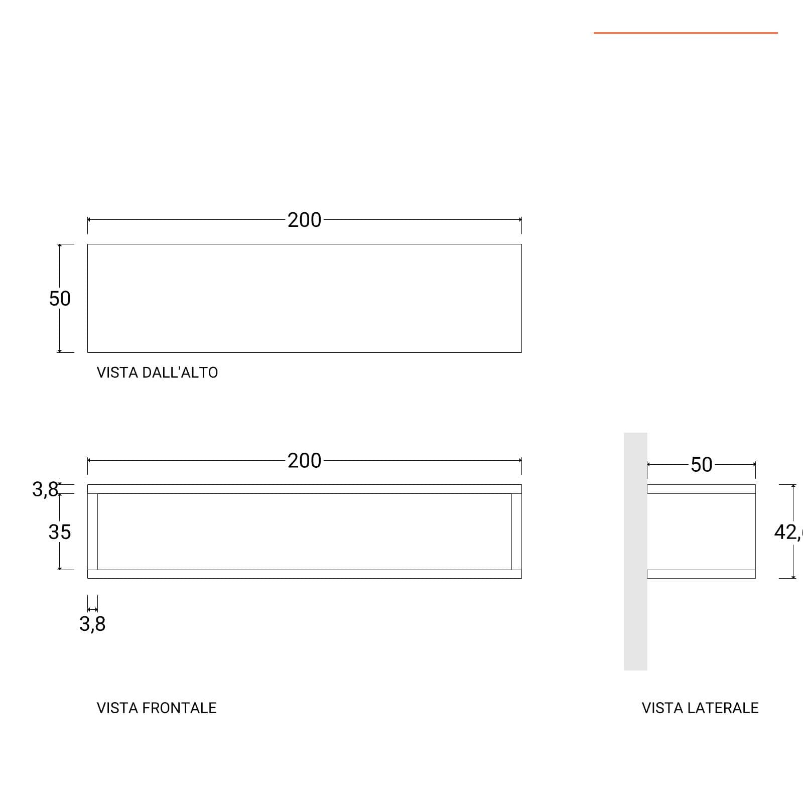 Mensolone bagno sospeso 200 cm con vano a giorno in legno rovere bianco - Plain