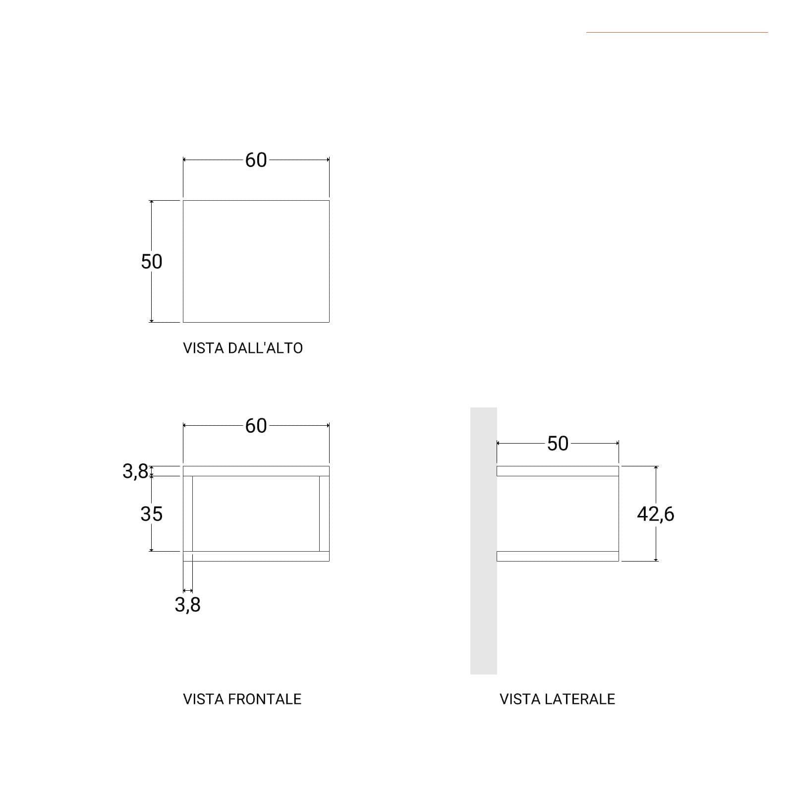 Mensolone bagno sospeso 60 cm con vano a giorno in legno argilla - Plain