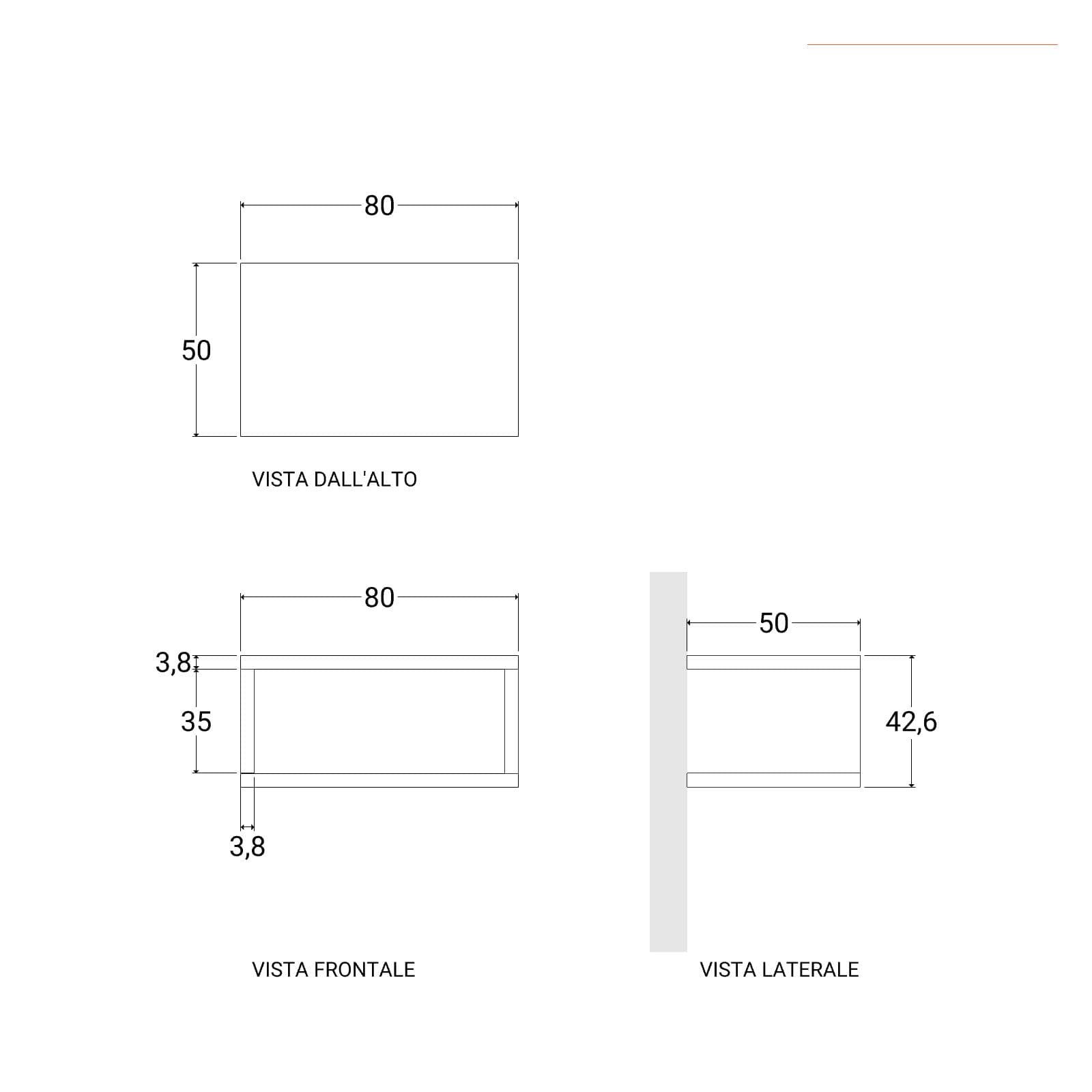 Mensolone bagno sospeso 80 cm con vano a giorno in legno rovere gold - Plain
