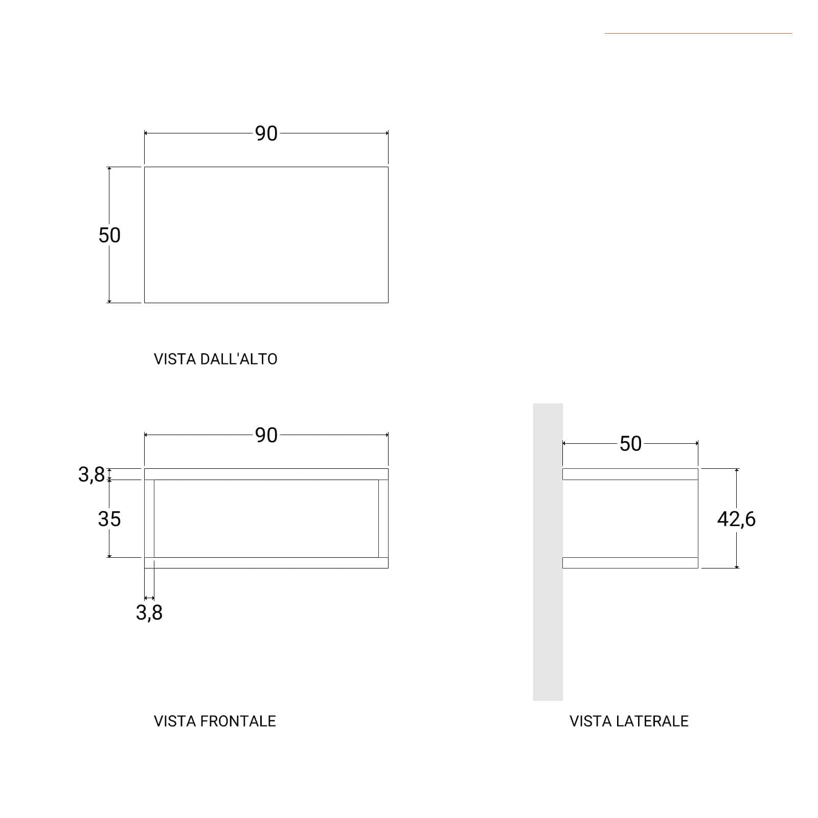 Mensolone bagno sospeso 90 cm con vano a giorno in legno rovere grigio - Plain