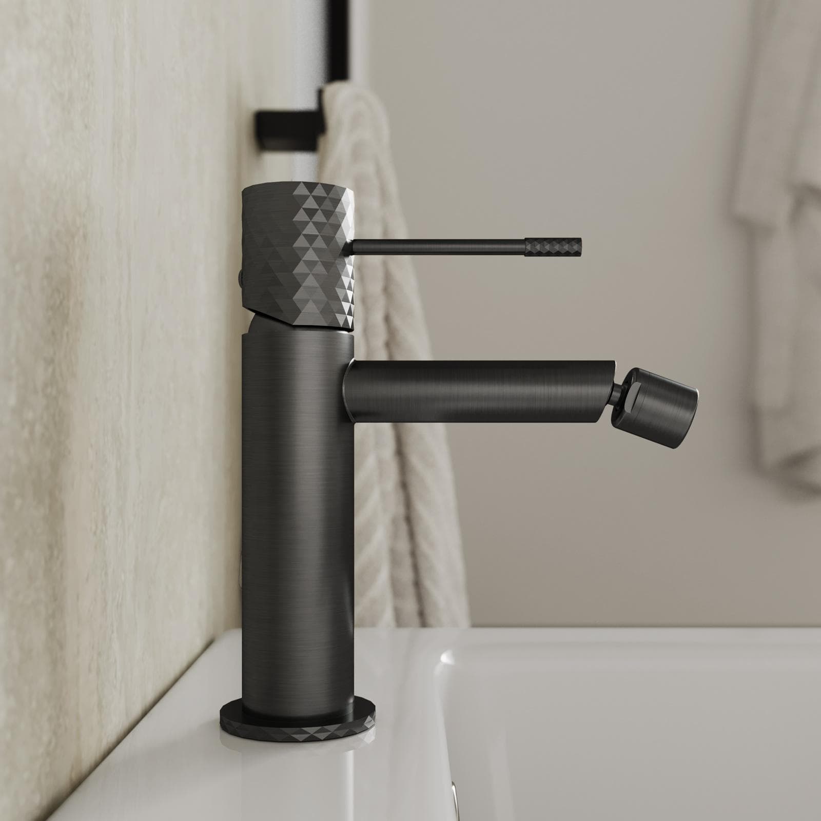 Miscelatore bidet 17h cm in ottone nero spazzolato anti-impronta - Fear