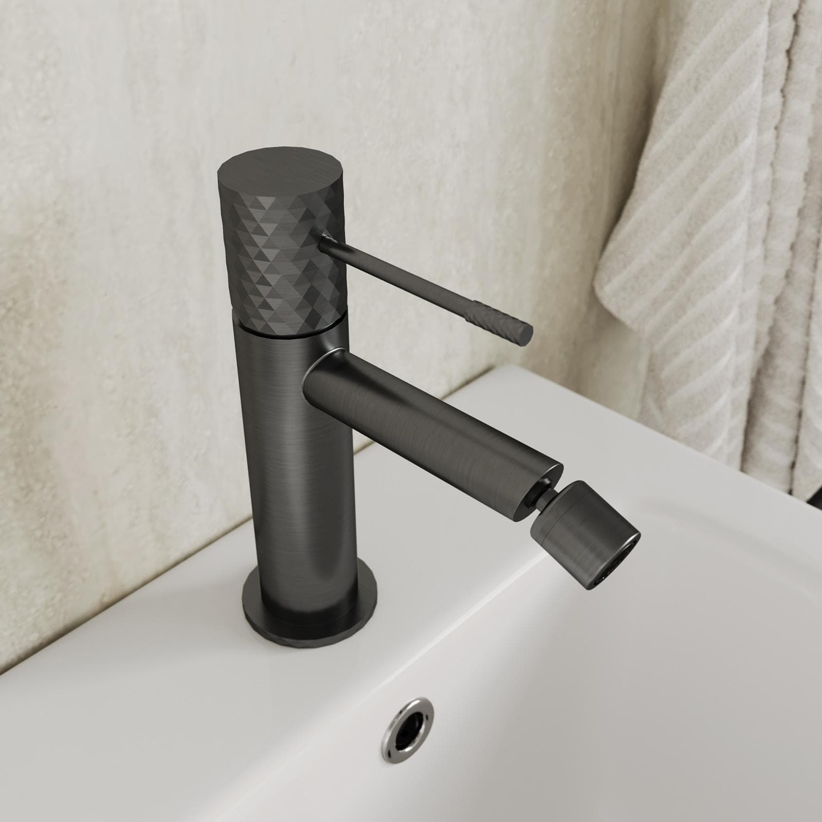 Miscelatore bidet 17h cm in ottone nero spazzolato anti-impronta - Fear