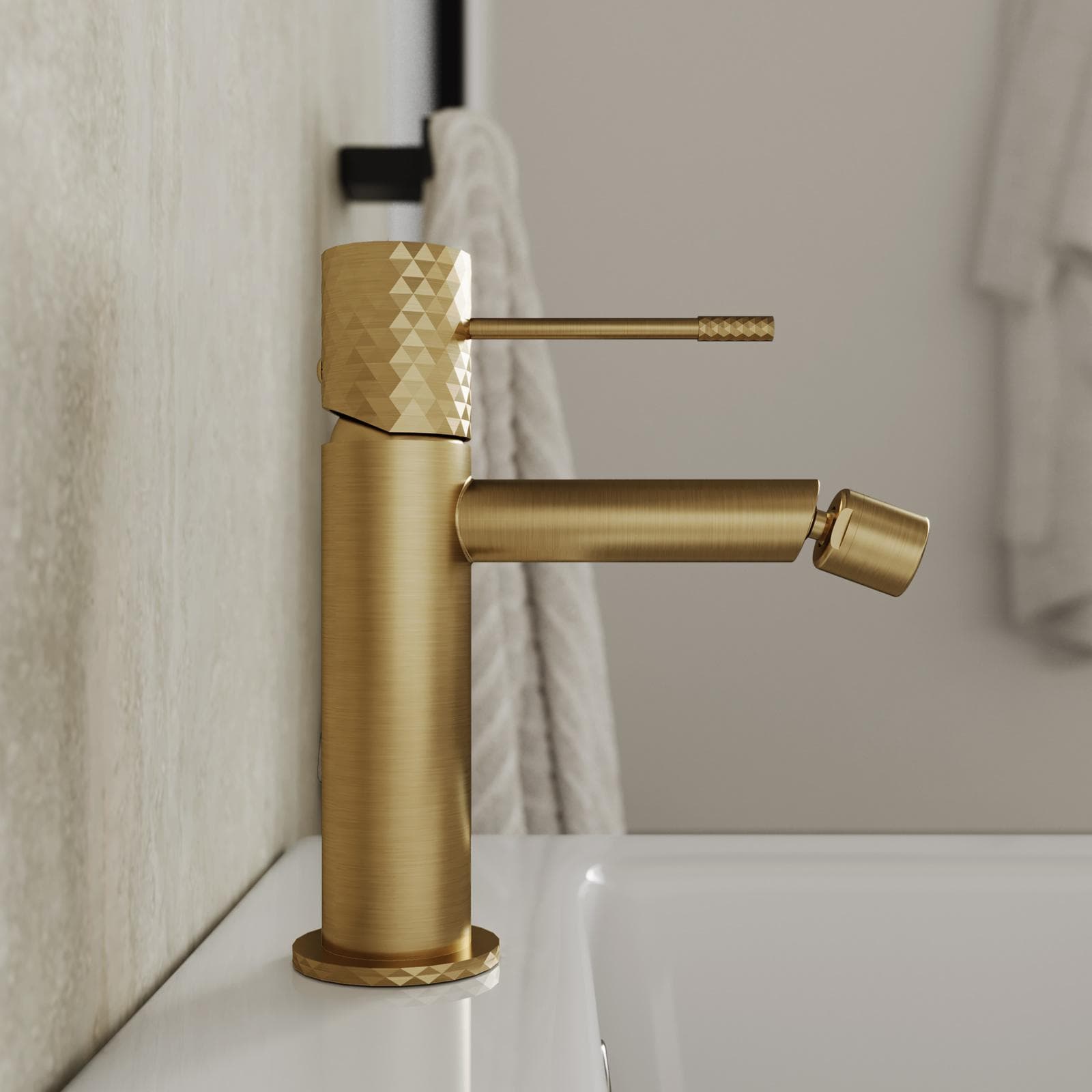 Miscelatore bidet 17h cm in ottone oro spazzolato anti-impronta - Fear