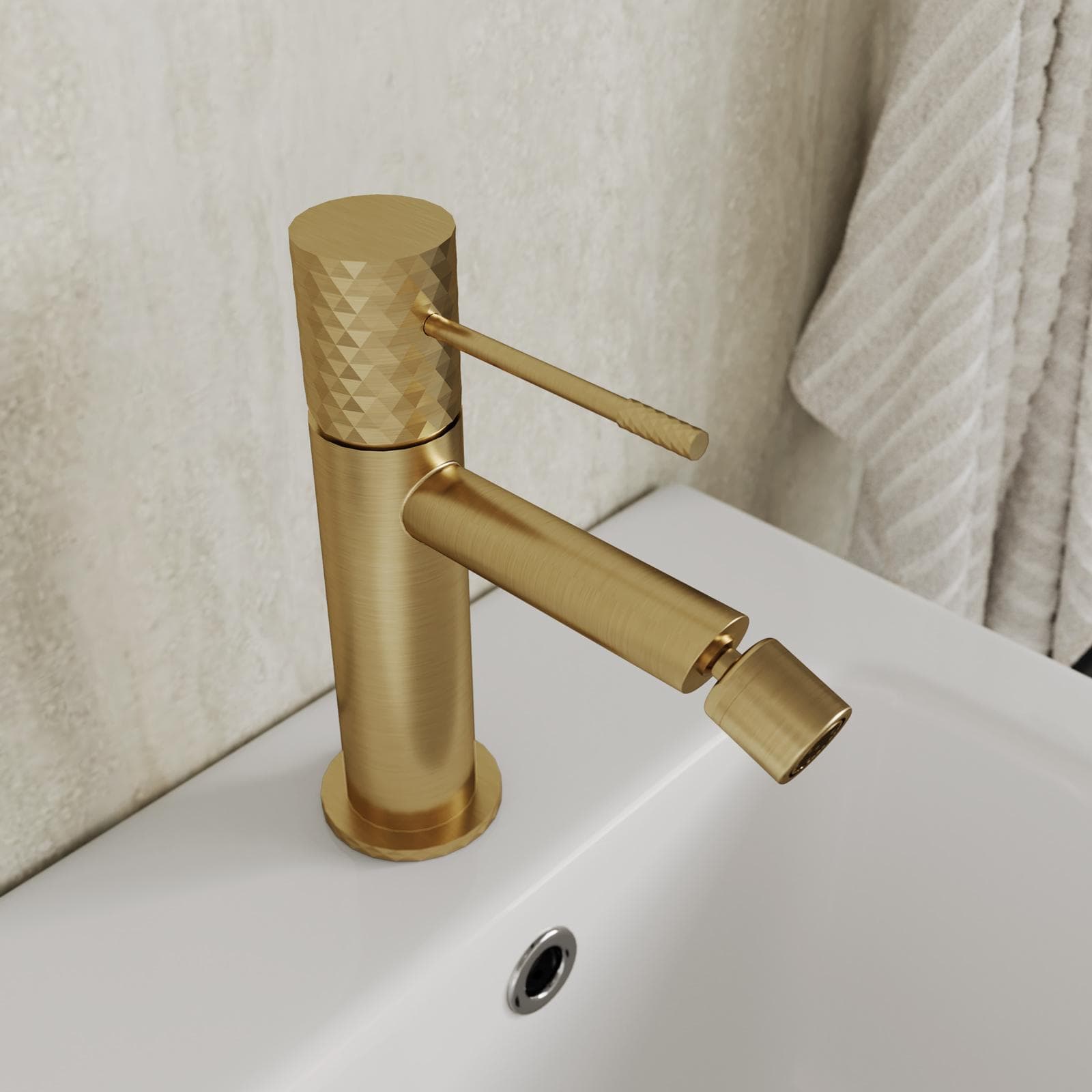 Miscelatore bidet 17h cm in ottone oro spazzolato anti-impronta - Fear