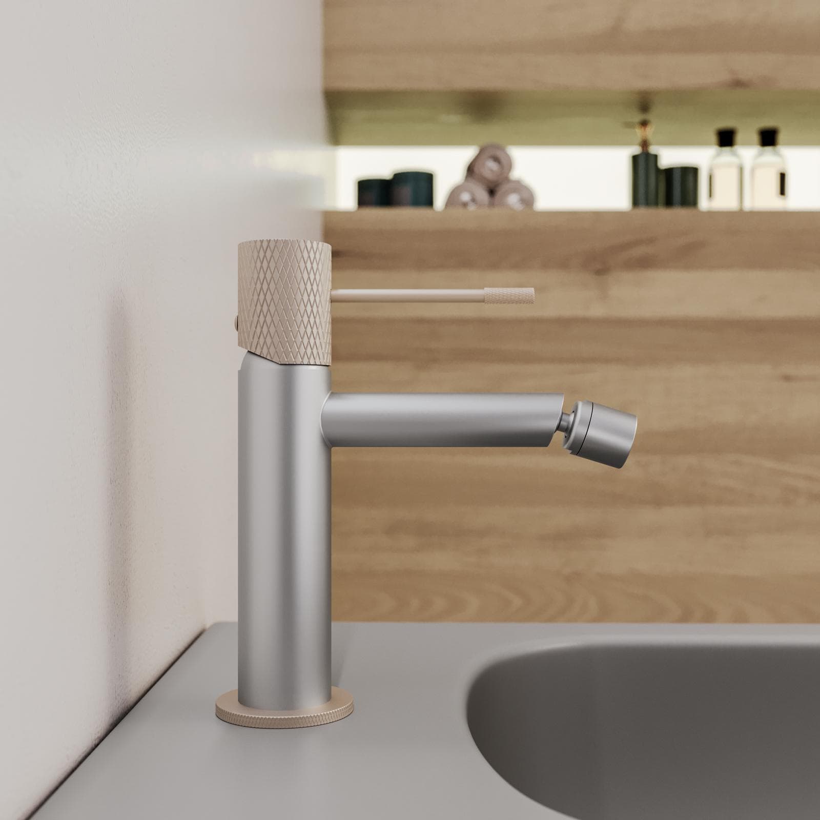 Miscelatore bidet grigio opaco e champagne - Crystal
