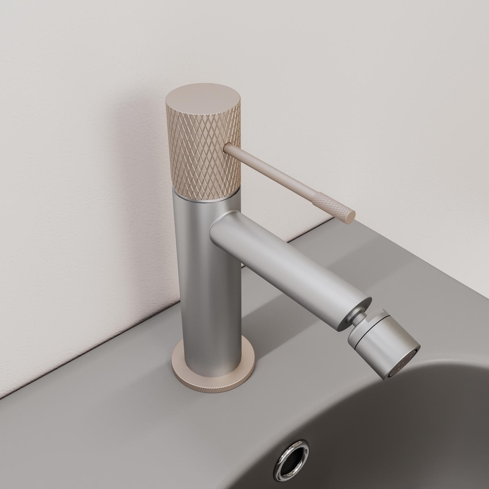 Miscelatore bidet grigio opaco e champagne - Crystal