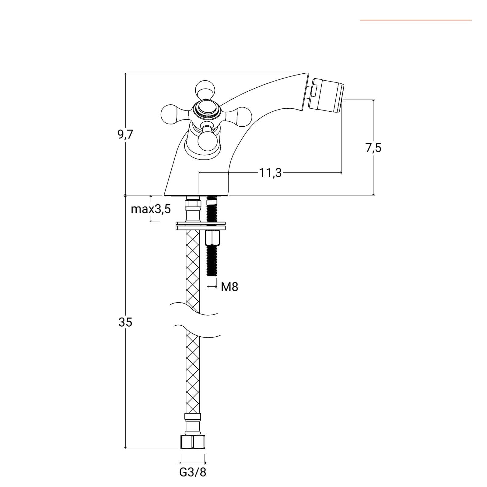 Miscelatore bidet in ottone cromo - Niru