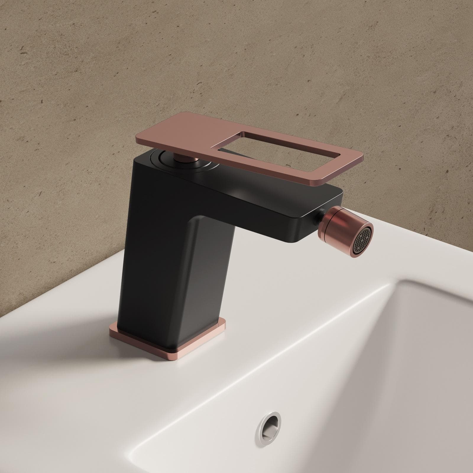 Miscelatore bidet nero oro rosa - Thano