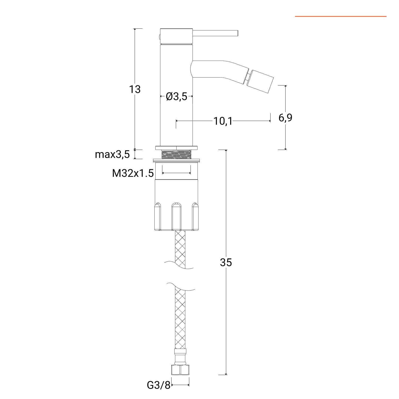 Miscelatore bidet 13h cm in acciaio inox 316 satinato – Pure