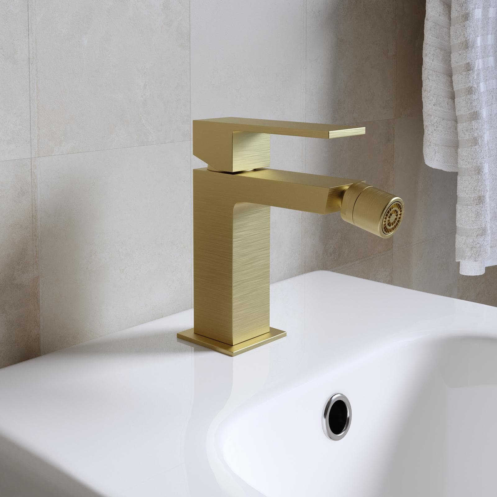 Miscelatore bidet senza scarico 14h cm oro spazzolato - Tiamat