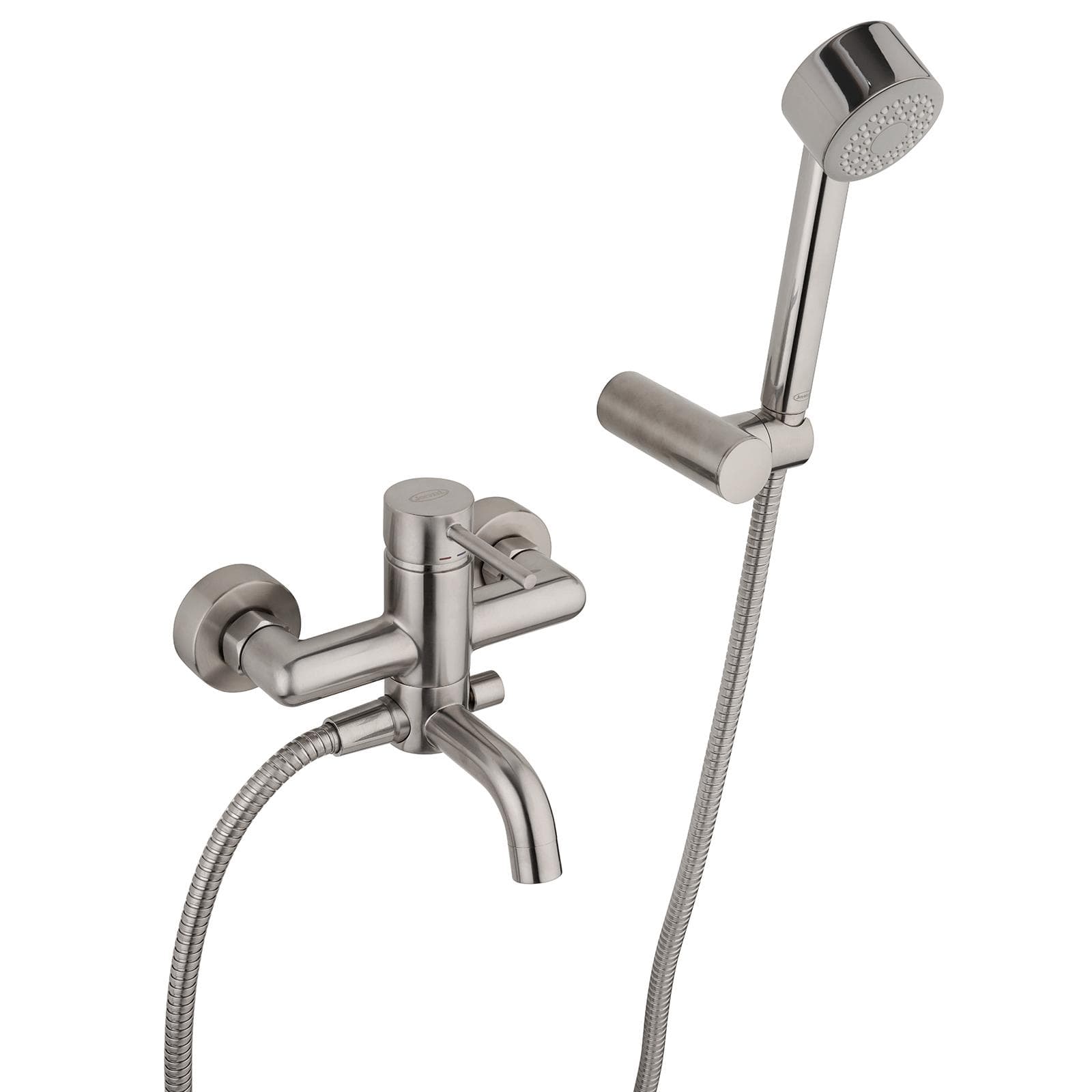 Miscelatore esterno vasca con doccino in ottone satinato - Gun di Jacuzzi - Rubinetteria
