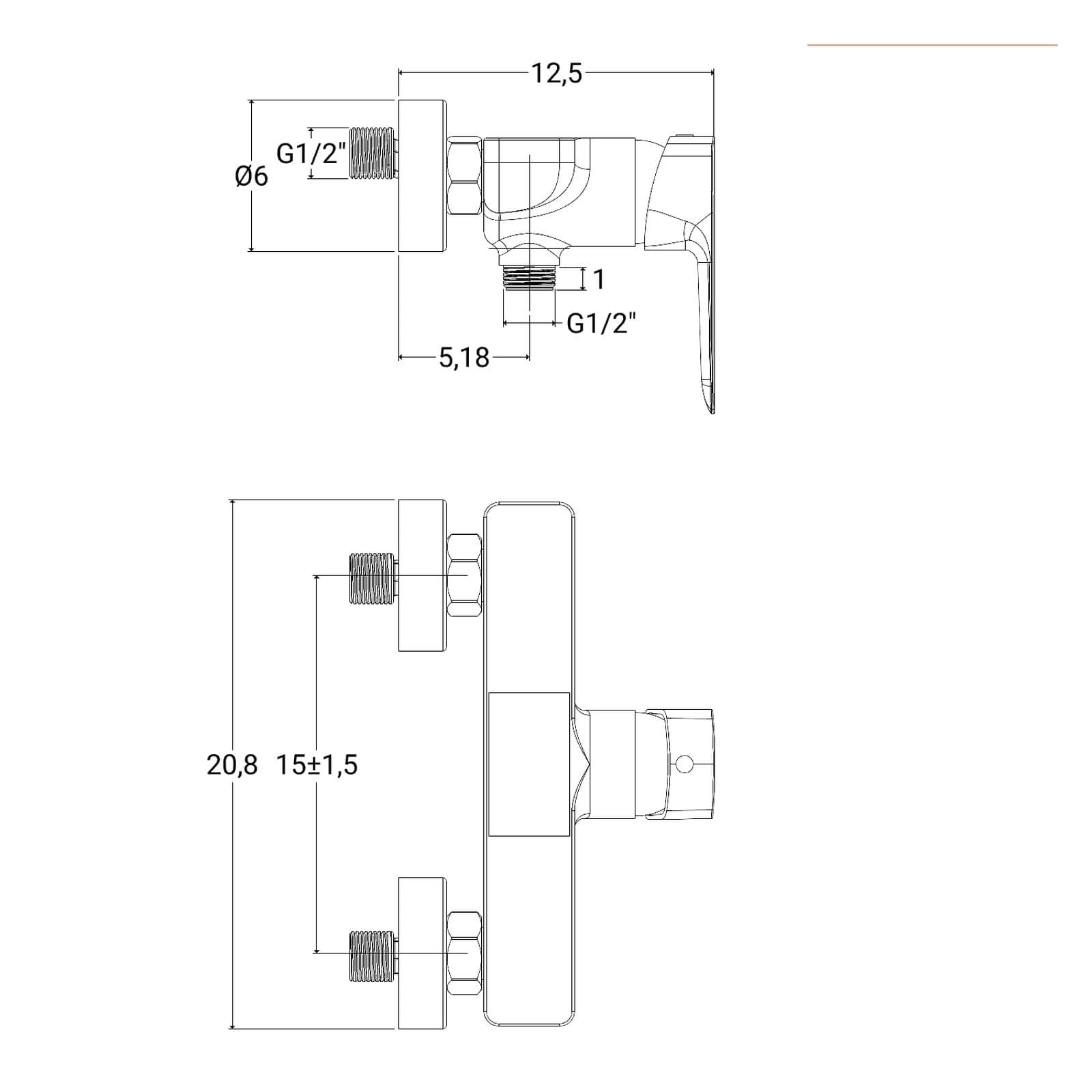 Miscelatore esterno doccia in ottone cromo X9 di Jacuzzi - Rubinetteria