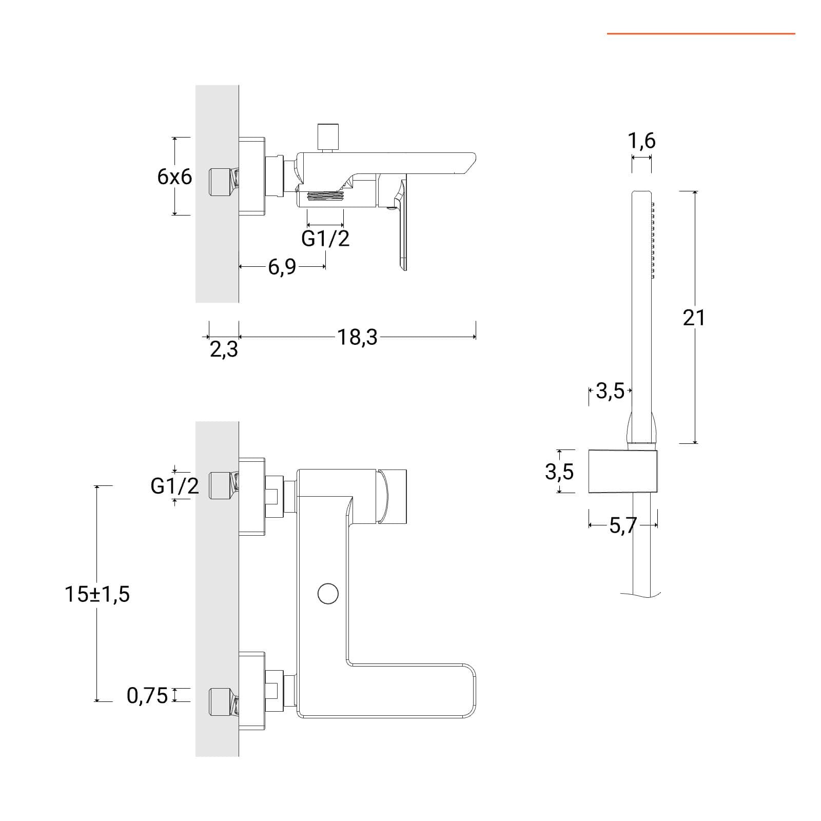 Miscelatore esterno vasca cromo – Fusion