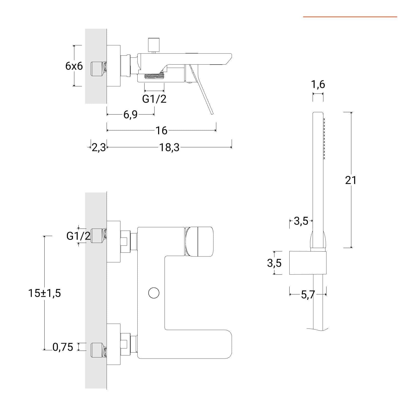 Miscelatore esterno vasca cromo – Wing