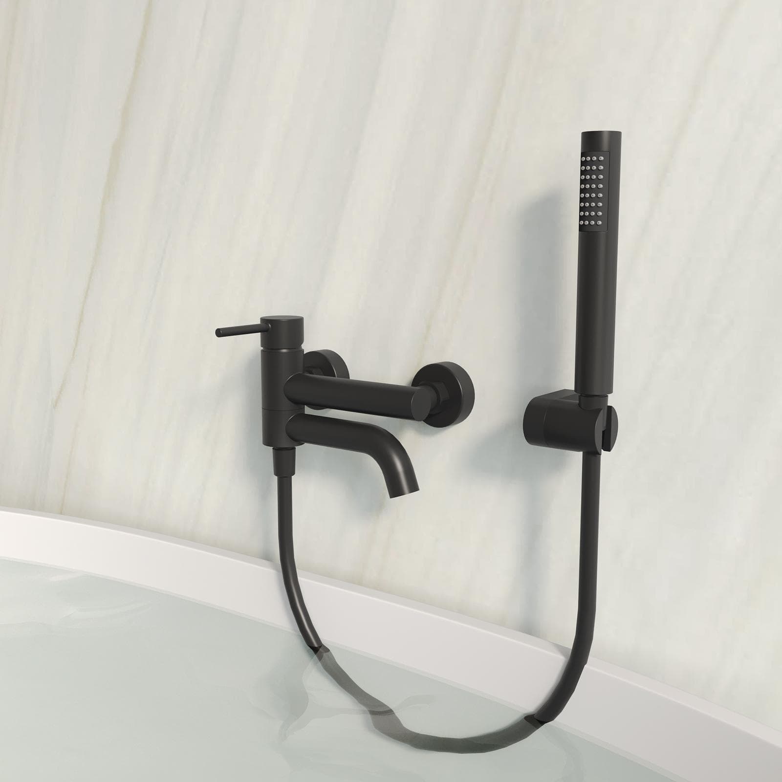 Miscelatore esterno vasca in ottone con canna girevole nero opaco - Oasis