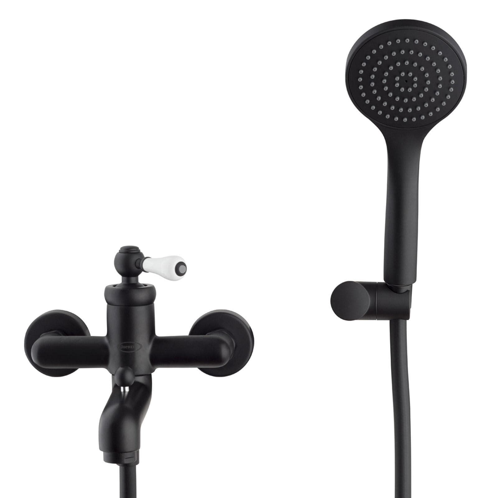 Miscelatore esterno vasca o doccia collezione BRERA di Jacuzzi - Rubinetteria nero opaco e bianco